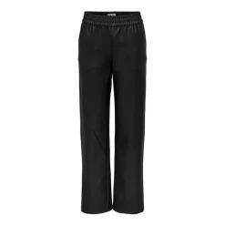 Pantalon large taille élastique simili cuir noir Femme ONLY