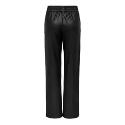 Pantalon large taille élastique simili cuir noir Femme ONLY