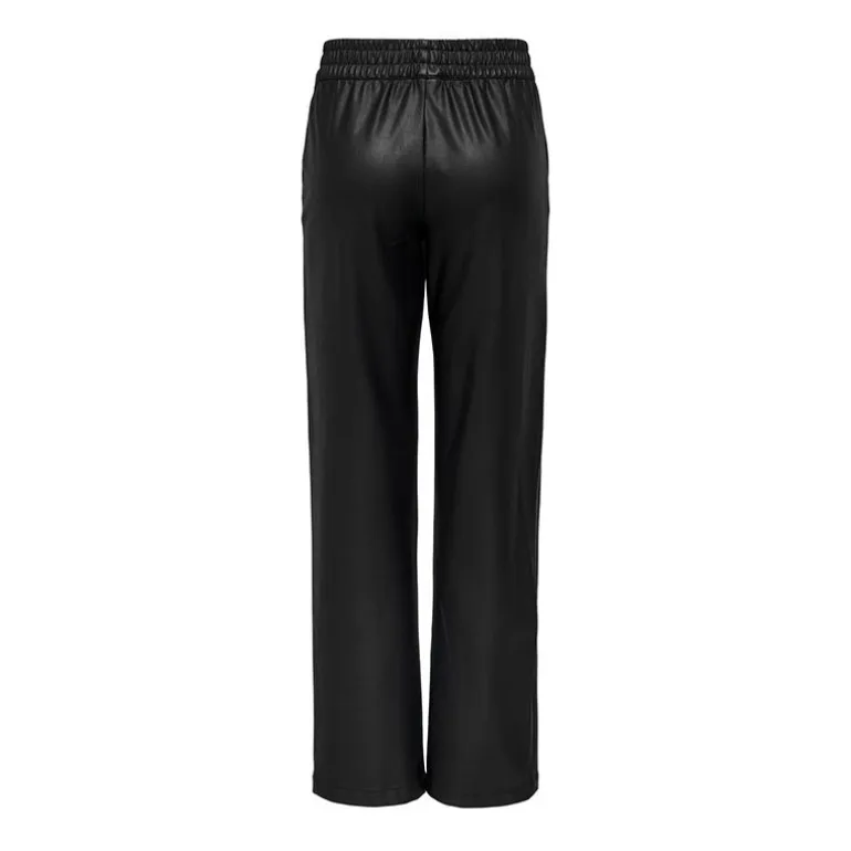 Pantalon large taille élastique simili cuir noir Femme ONLY