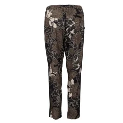 Pantalon léger noir à fleurs marrons Femme IMPERIAL
