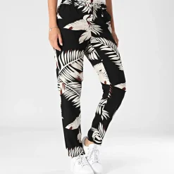 Pantalon léger noir imprimé plantes Femme VERO MODA