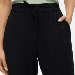Pantalon noir droit avec cordon de serrage Femme VERO MODA