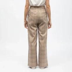 Pantalon palazzo à carreaux paoline marron clair Femme LA PETITE ETOILE
