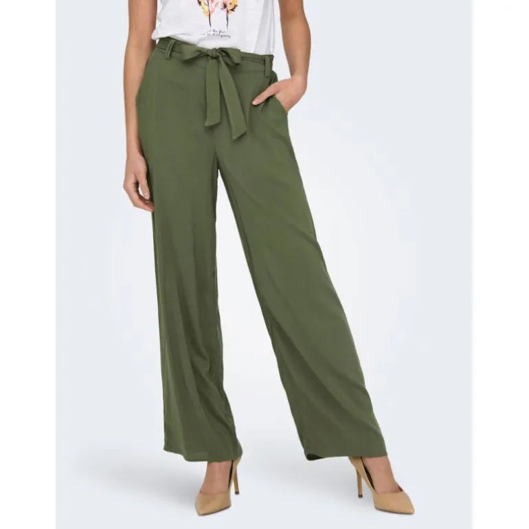 Pantalon palazzo avec ceinture noir Femme ONLY