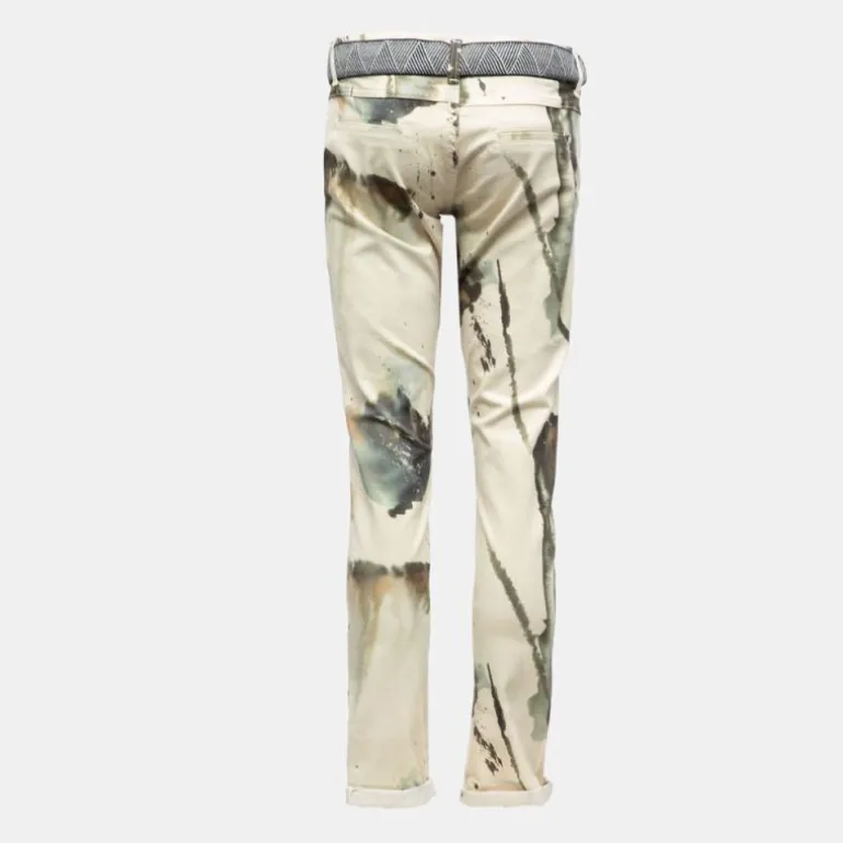 Pantalon taille basse imprimé aquarelle avec ceinture en tissu Femme PLEASE