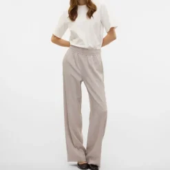 Pantalon taille haute cassidy effet lin Femme VERO MODA