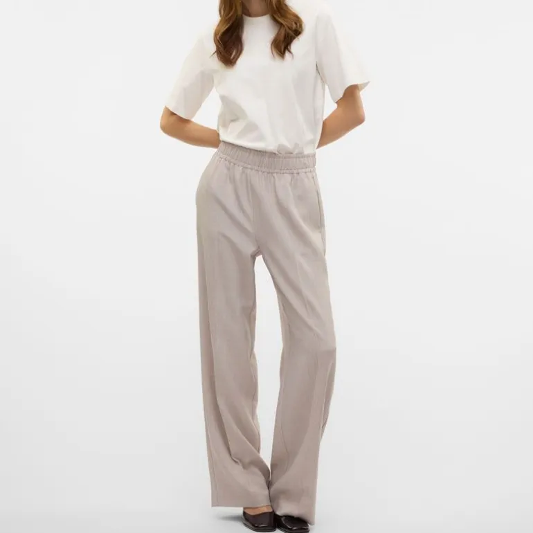 Pantalon taille haute cassidy effet lin Femme VERO MODA
