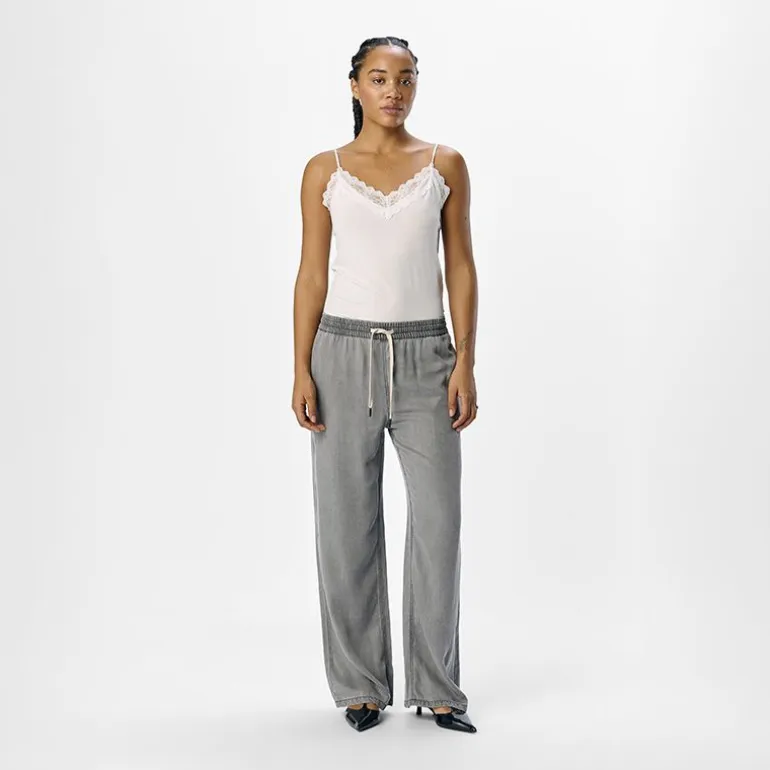 Pantalon toile large gris Femme OBJECT