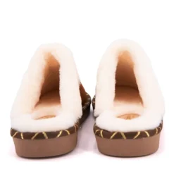 Pantoufle cisco cuir liseré doré camel Femme LES TROPEZIENNES PAR M.BELARBI