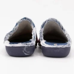 Pantoufle linea couleur jean intérieur moutonné avec drapeau Homme BONADONA