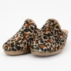 Pantoufles compensées à motif léopard Femme BONADONA