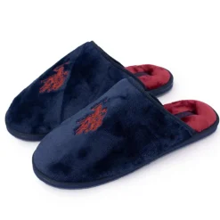 Pantoufles en fausse fourrure avec grand logo brodé Homme US POLO