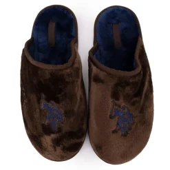 Pantoufles en fausse fourrure avec grand logo brodé Homme US POLO