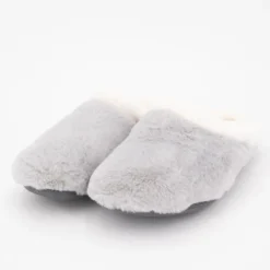 Pantoufles grises effet moutonné semelle noire Femme BONADONA