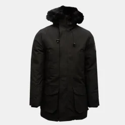 Parka lisse zippée avec capuche fourrée noire mario Homme PARAGOOSE