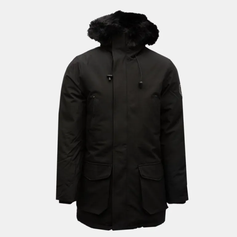 Parka lisse zippée avec capuche fourrée noire mario Homme PARAGOOSE