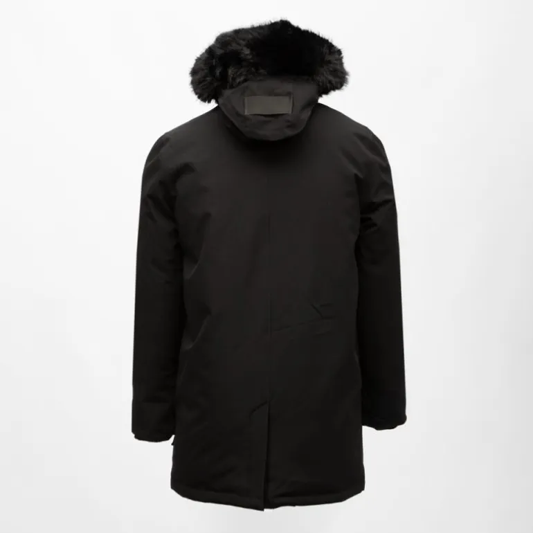 Parka lisse zippée avec capuche fourrée noire mario Homme PARAGOOSE