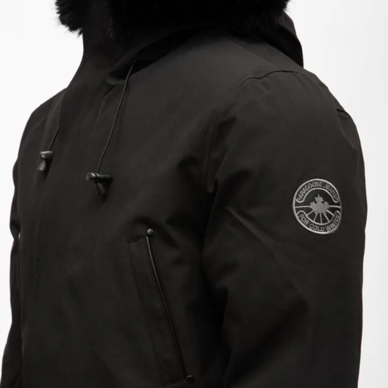 Parka lisse zippée avec capuche fourrée noire mario Homme PARAGOOSE