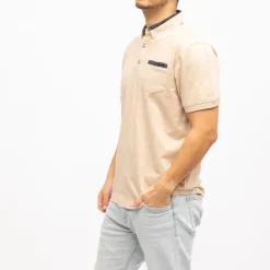 Polo avec poche zippée bande colorée sur le col Homme DEELUXE 74
