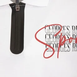 Polo coton col zippé imprimé Sport manuscrit Homme GEORGES RECH