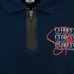 Polo coton col zippé imprimé Sport manuscrit Homme GEORGES RECH