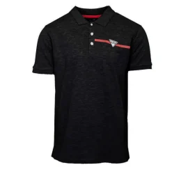 Polo coton uni tissu chiné avec bande colorée logo écusson Homme GEORGES RECH