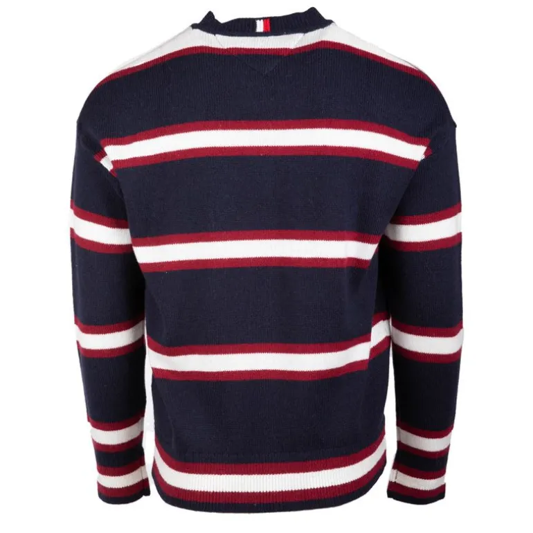Pull à rayures blanches logo écusson maille fine Homme TOMMY HILFIGER