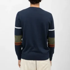 Pull à rayures colorées coton bleu marine Homme ELLESSE