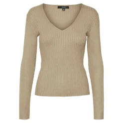 Pull Autumn cotelé col V ajusté Femme VERO MODA