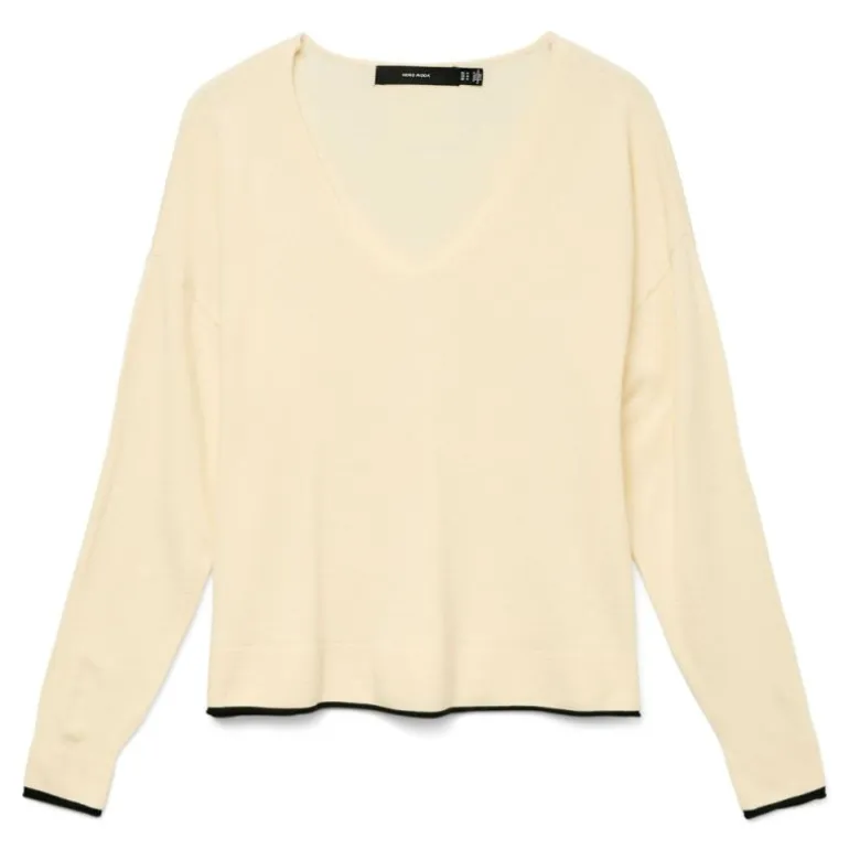 Pull breeze maille fine col v avec liseré Femme VERO MODA
