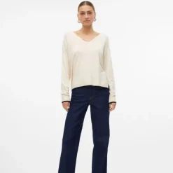 Pull breeze maille fine col v avec liseré Femme VERO MODA