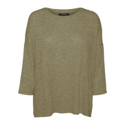 Pull Brianna oversize manches 3/4 kaki mélangé Femme VERO MODA