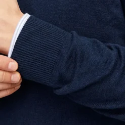 Pull col haut zippé tissu crocheté souple coton Homme JACK & JONES