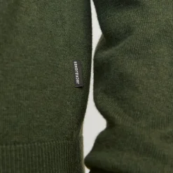 Pull col haut zippé tissu crocheté souple coton Homme JACK & JONES