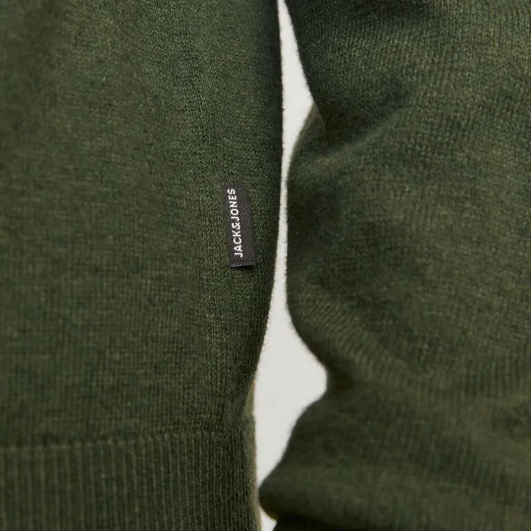 Pull col haut zippé tissu crocheté souple coton Homme JACK & JONES