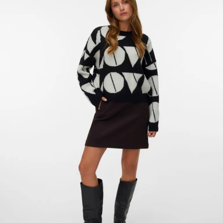 Pull col rond imprimé Love Femme VERO MODA