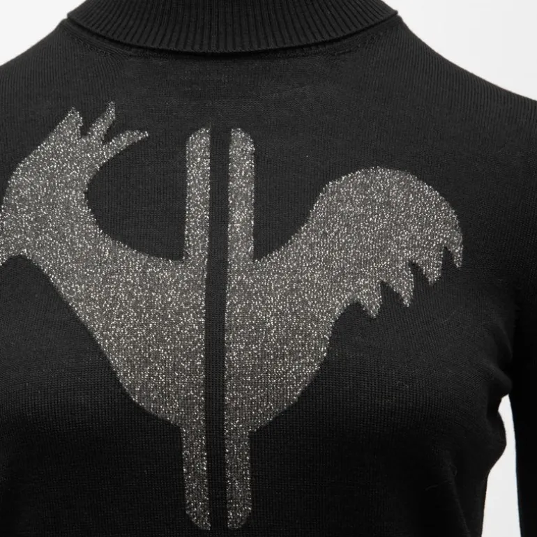 Pull col roulé avec grand logo fils métalisés Femme ROSSIGNOL