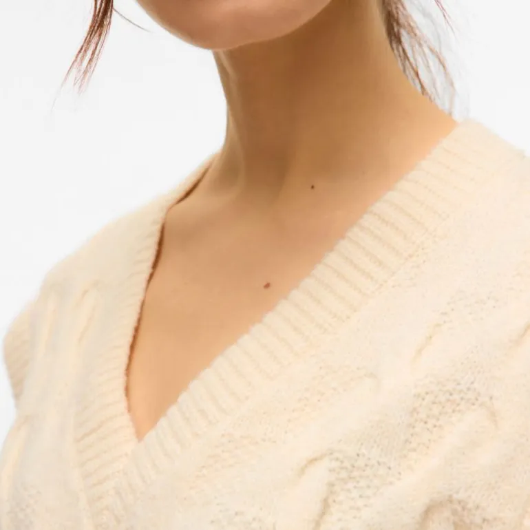 Pull col v maille torsadée vmpiper Femme VERO MODA