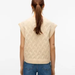 Pull col v maille torsadée vmpiper Femme VERO MODA