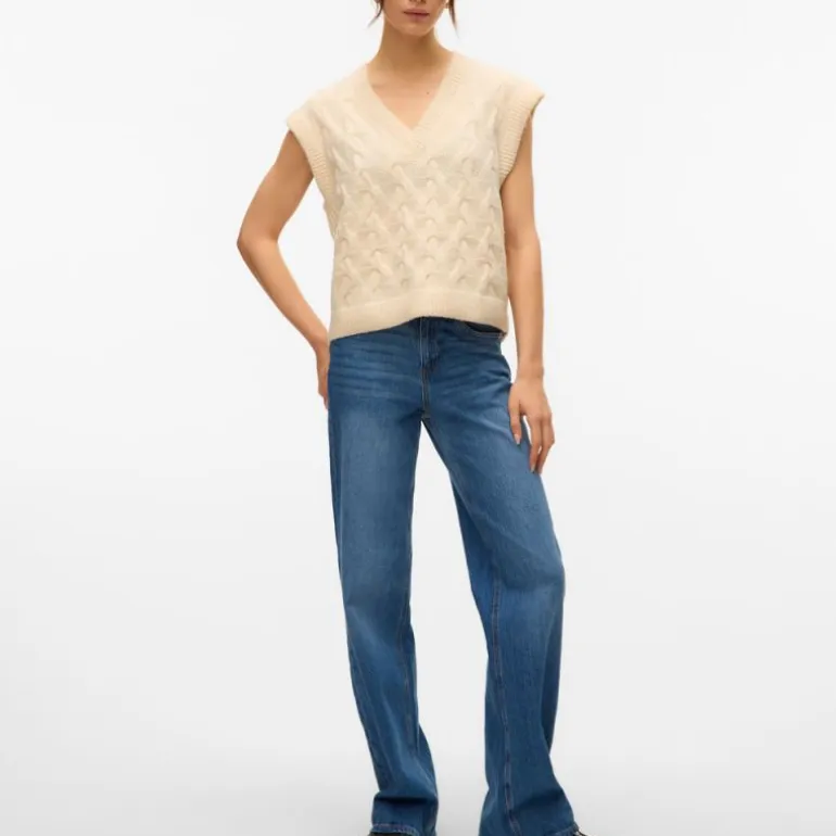 Pull col v maille torsadée vmpiper Femme VERO MODA