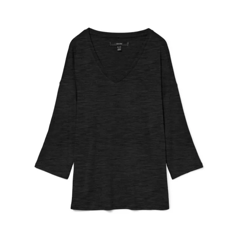 Pull col V manches 3/4 brianna black Femme VERO MODA