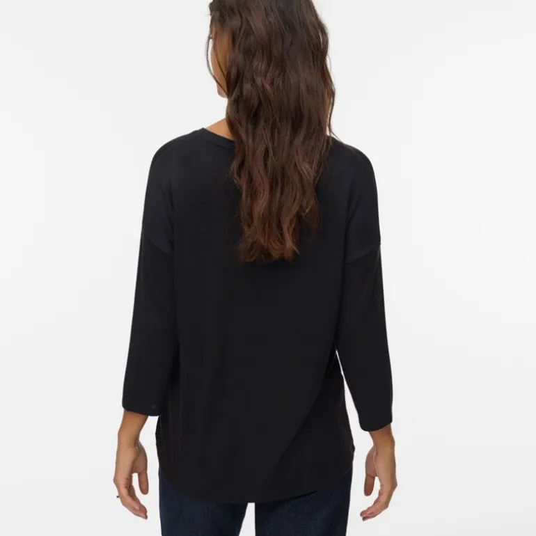 Pull col V manches 3/4 brianna black Femme VERO MODA