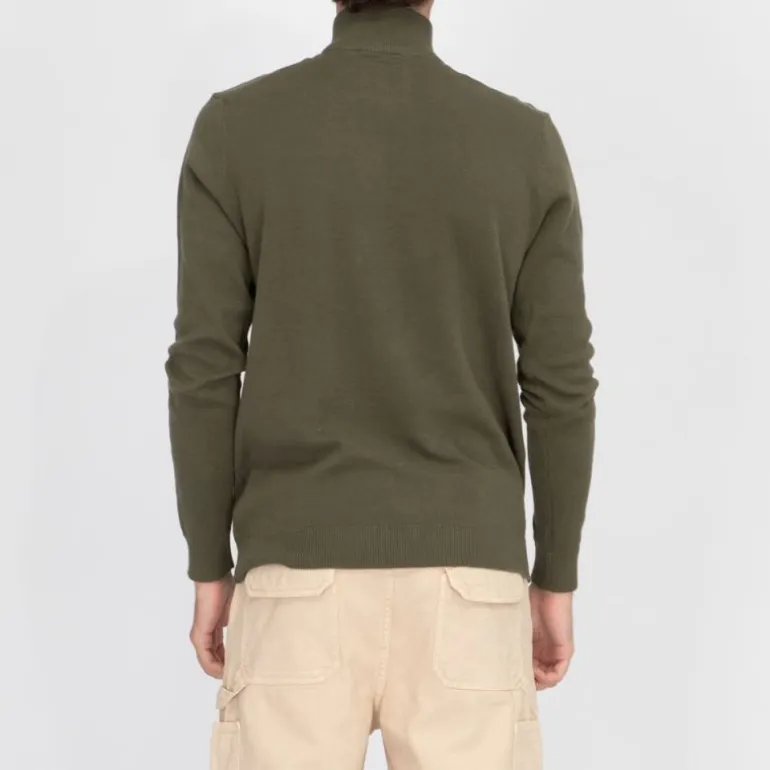 Pull col zippé coton ajusté Homme BILL TORNADE