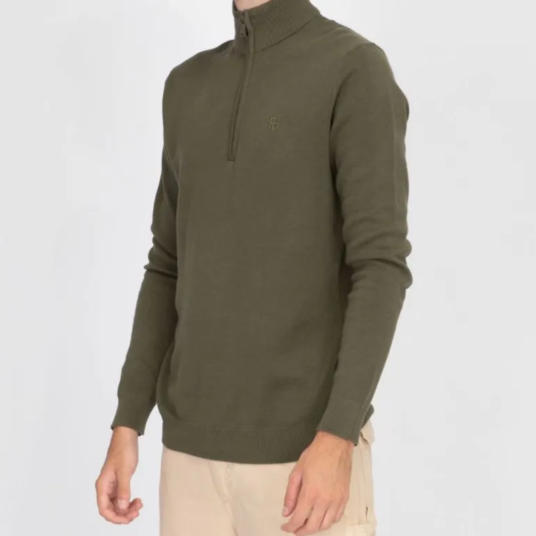 Pull col zippé coton ajusté Homme BILL TORNADE