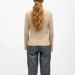Pull cotelé col montant lanee beige Femme DEELUXE 74