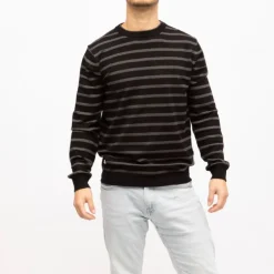 Pull fin col rond à rayures Homme DEELUXE 74