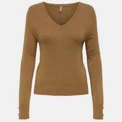 Pull fin col V manches longues boutons Minna Femme ONLY