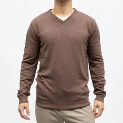 Pull fin en maille col v à boutons Homme DEELUXE 74