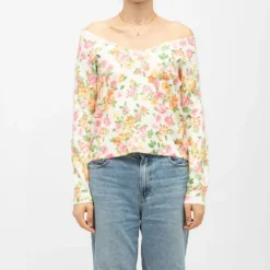 Pull maille margot à fleurs col large Femme LA PETITE ETOILE