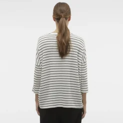 Pull manches 3/4 Brianna marinière oversize blanc Femme VERO MODA